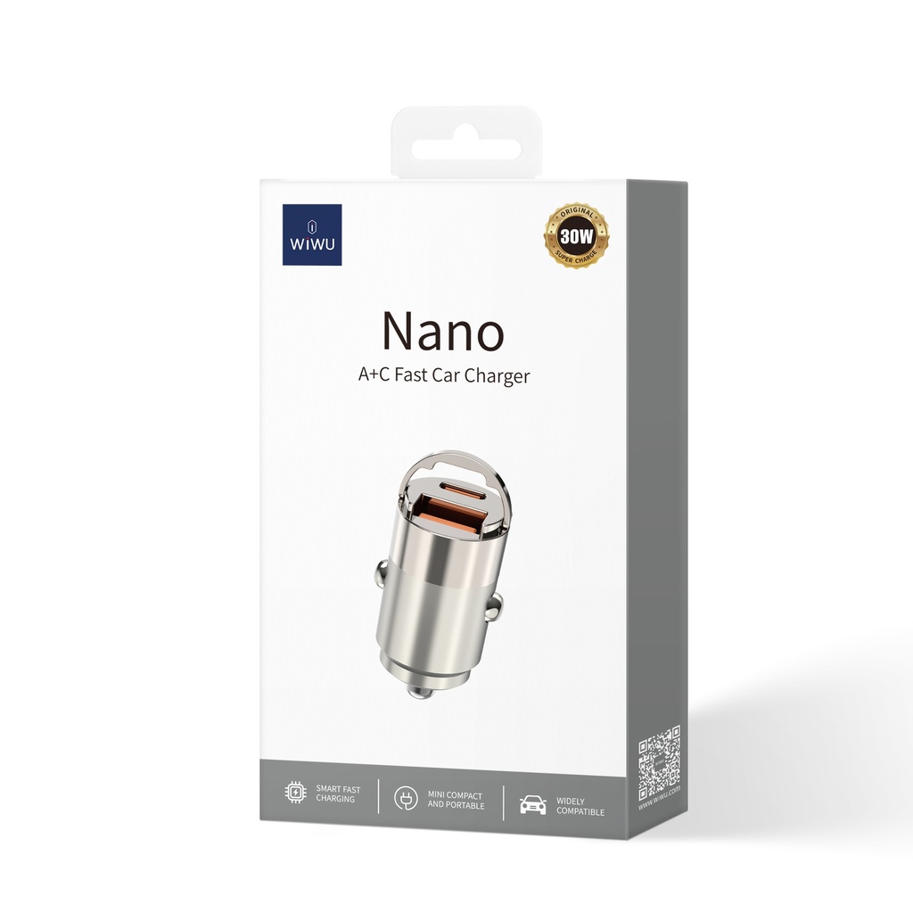 [WI-QC028 6976975619865] 30W Nano A+C Titanium Fast Car Charger