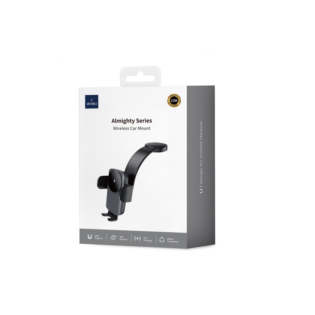 [WI-CH322 6976975616215] Almighty Series Wireless Car Charger Mount Black