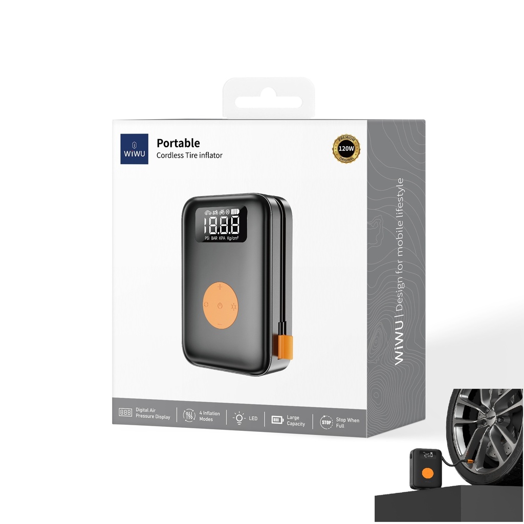 Black Portable Tire Inflator