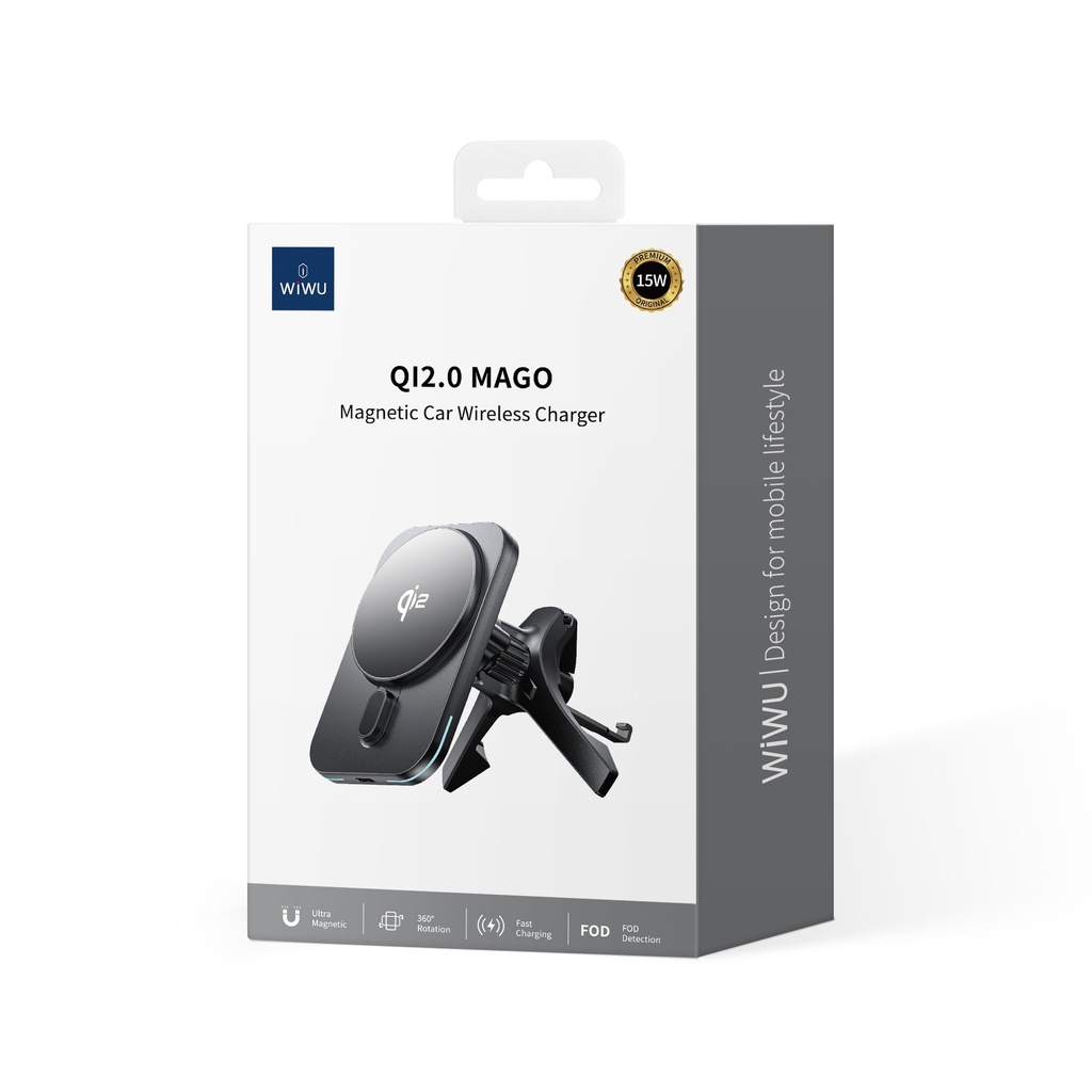 [WI-CH323 6976975616239] MagSafe Wireless Car Charger Stand Mag Series Qi2.0 Black