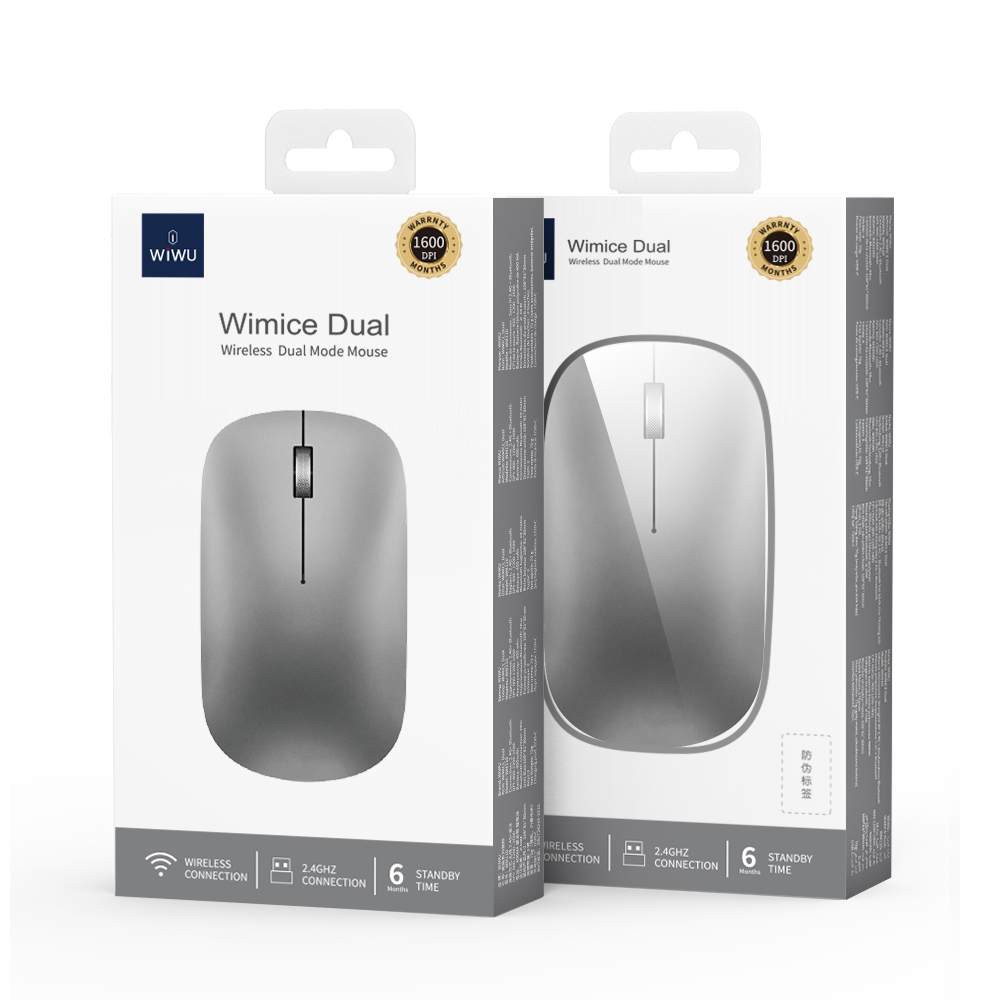 [WI-WM110-1 6977703652253] WiMiCe Dual Mode Wireless Mouse WM110 Grey
