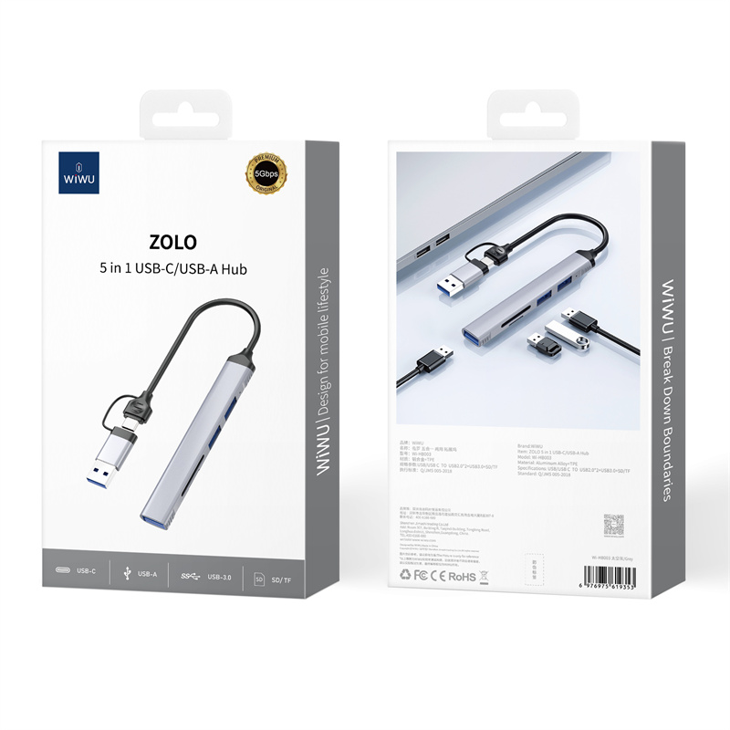 ZOLO HUB 5 in 1 USB-C/USB-A Wi-HB003