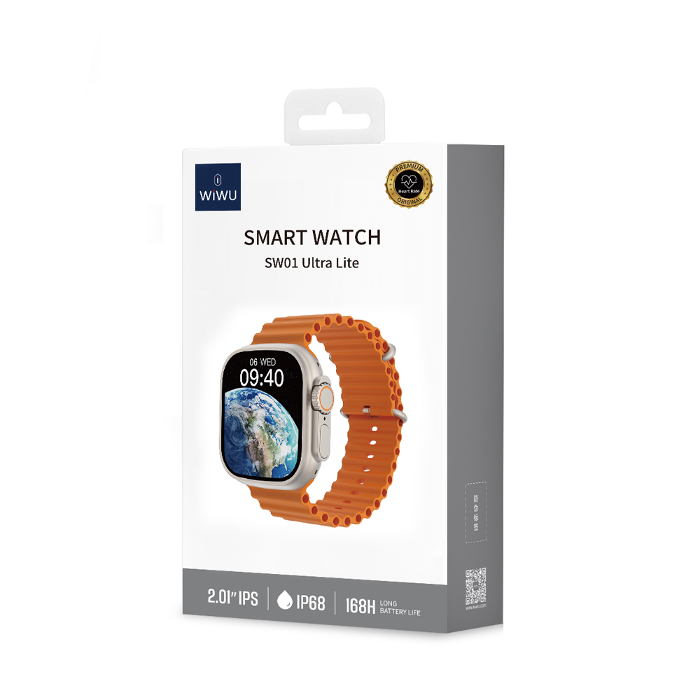 [WI-SW01UL-2 6976975614983] Smart Watch SW01 Ultra Lite Silver + Orange