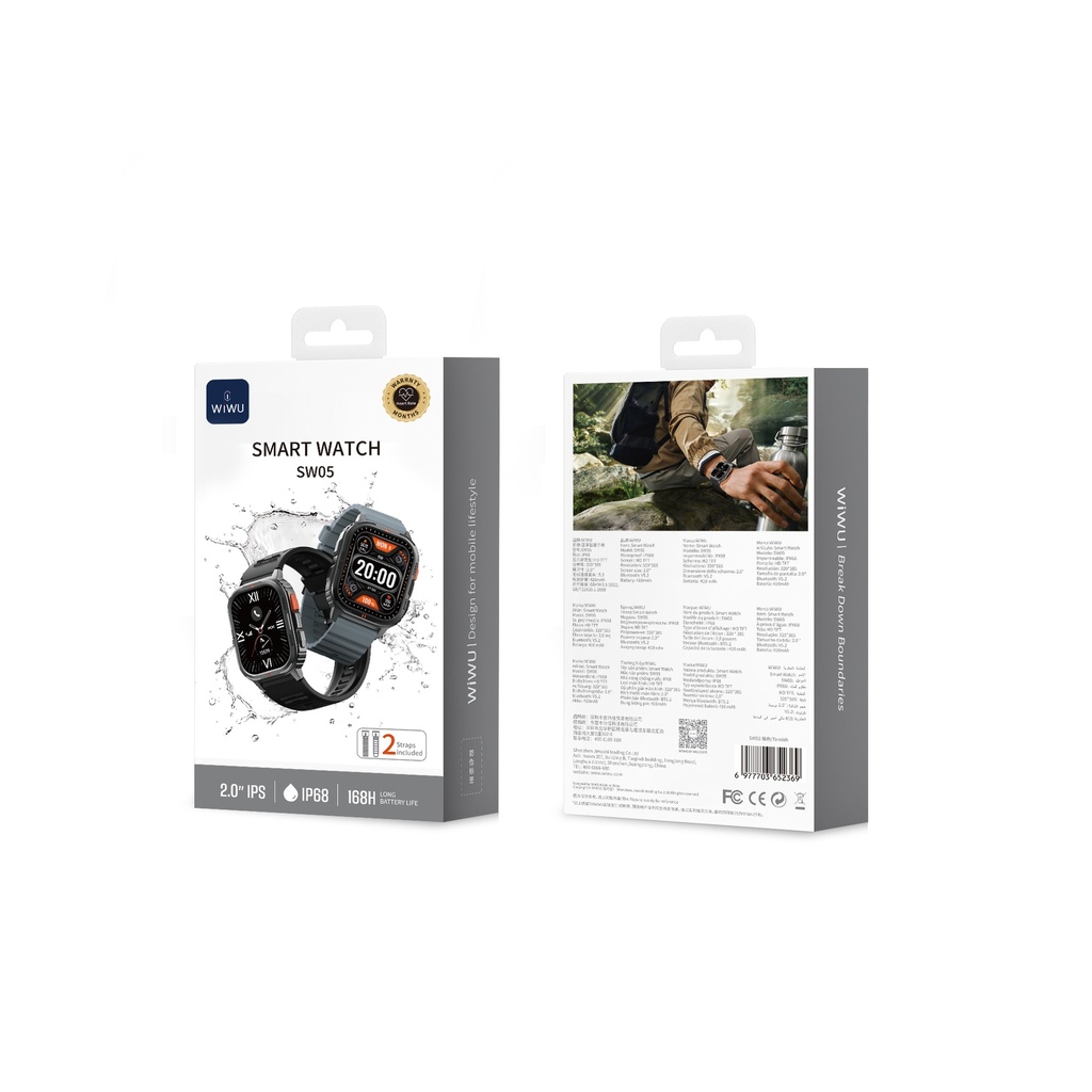 [WI-SW05-1 6977703652369] Smart Watch SW05 Titanium+Black