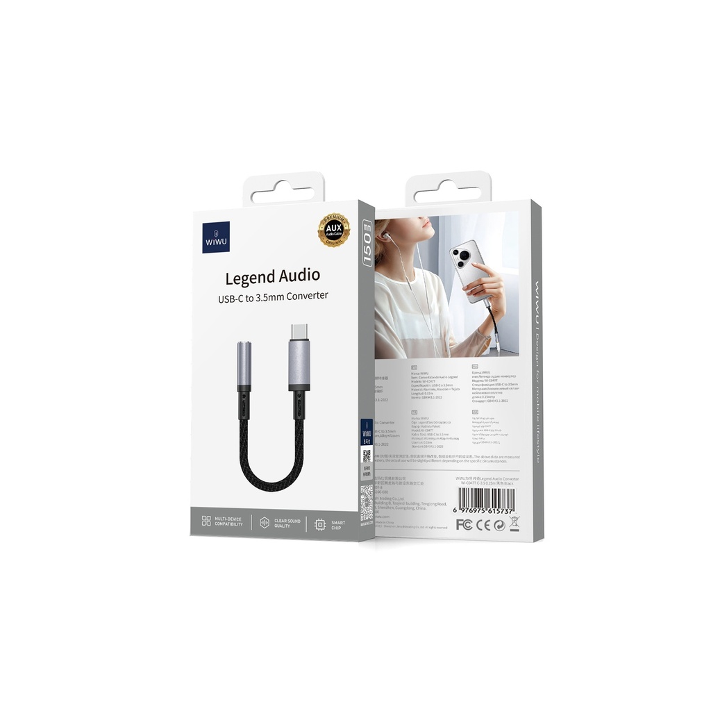 [WI-C047T 6976975619292] 3.5mm Jack to USB-C Headphone Adapter
