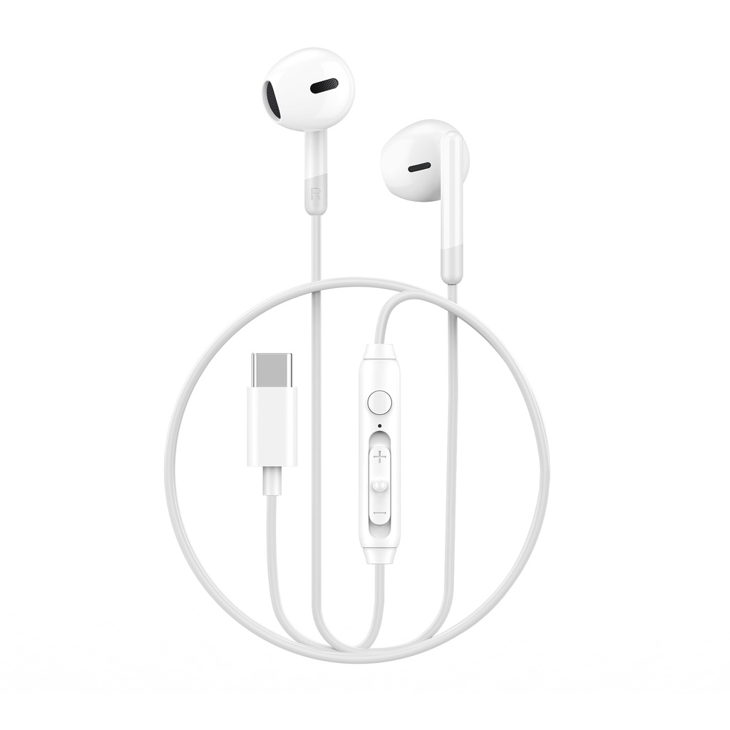 White USB-C Wired Headphones
