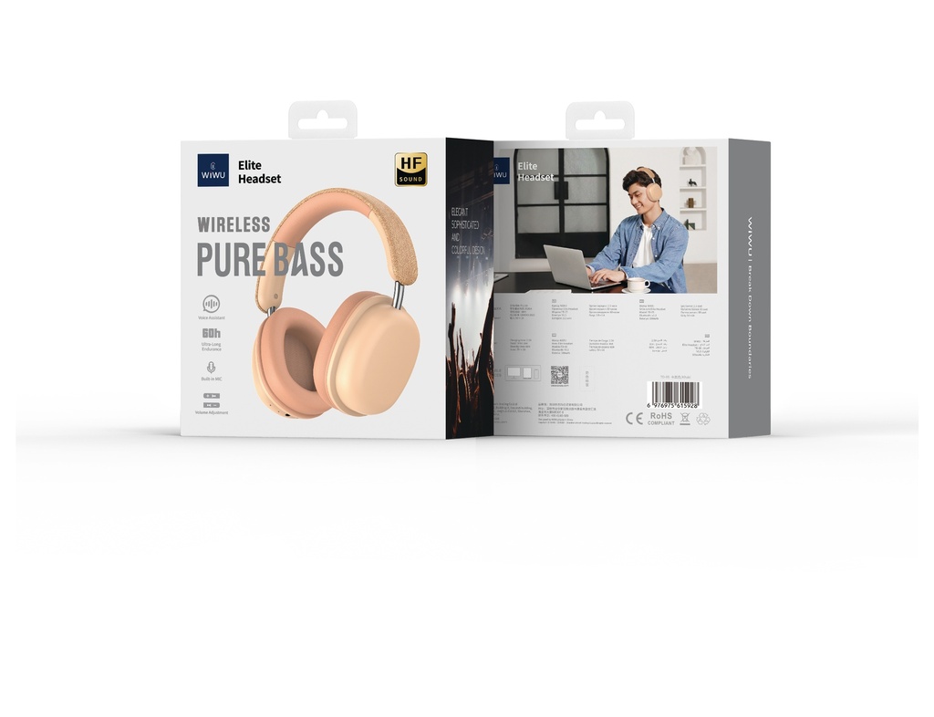 [WI-TD05-3 6976975615928] Elite TD05 Peach Wireless Headphones