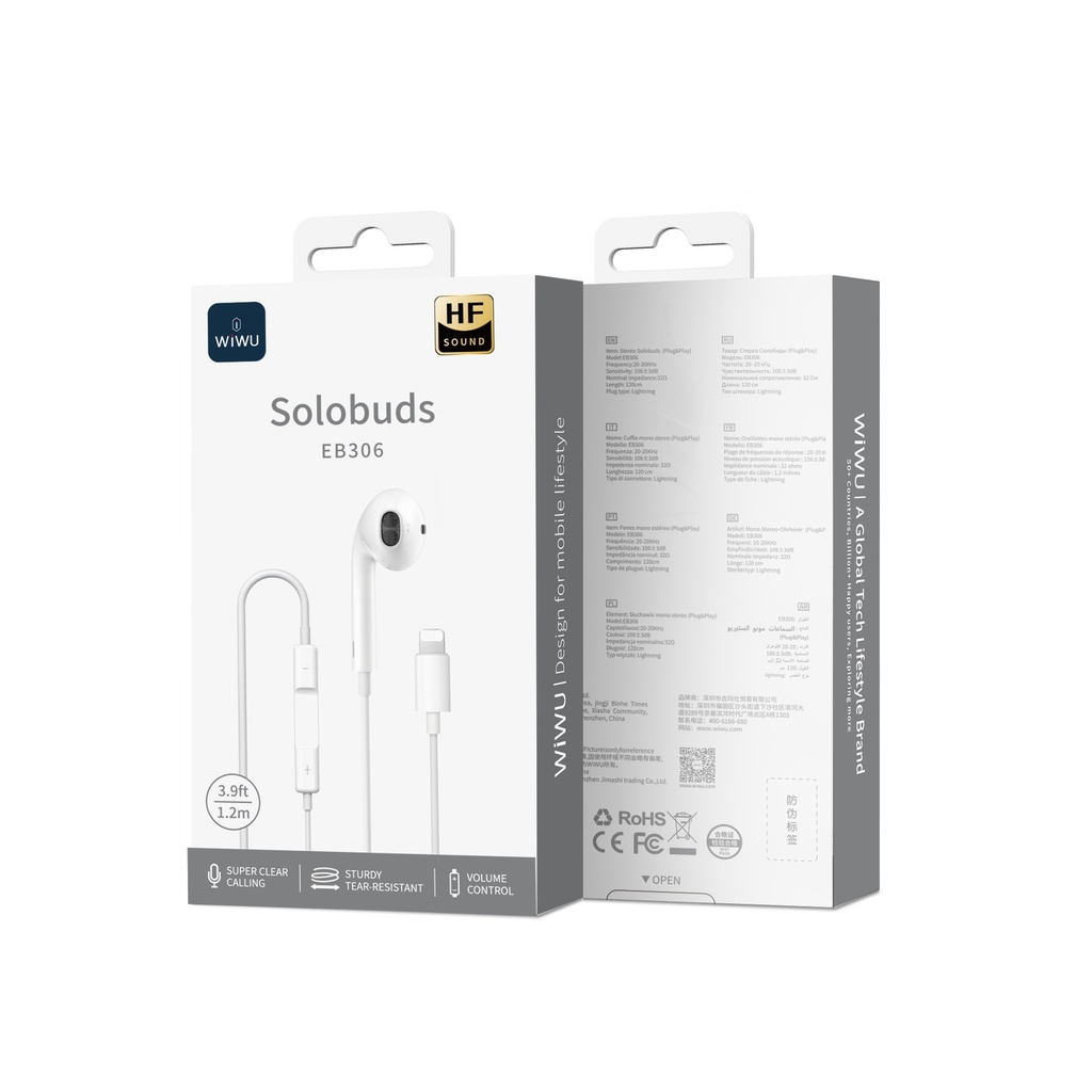 [WI-EB306 6977703657197] Solobuds Lightning Cable Headphones
