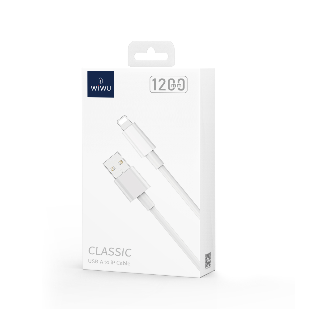 USB A-L 2.4A Charging Cable Classic 1.2 Meter White