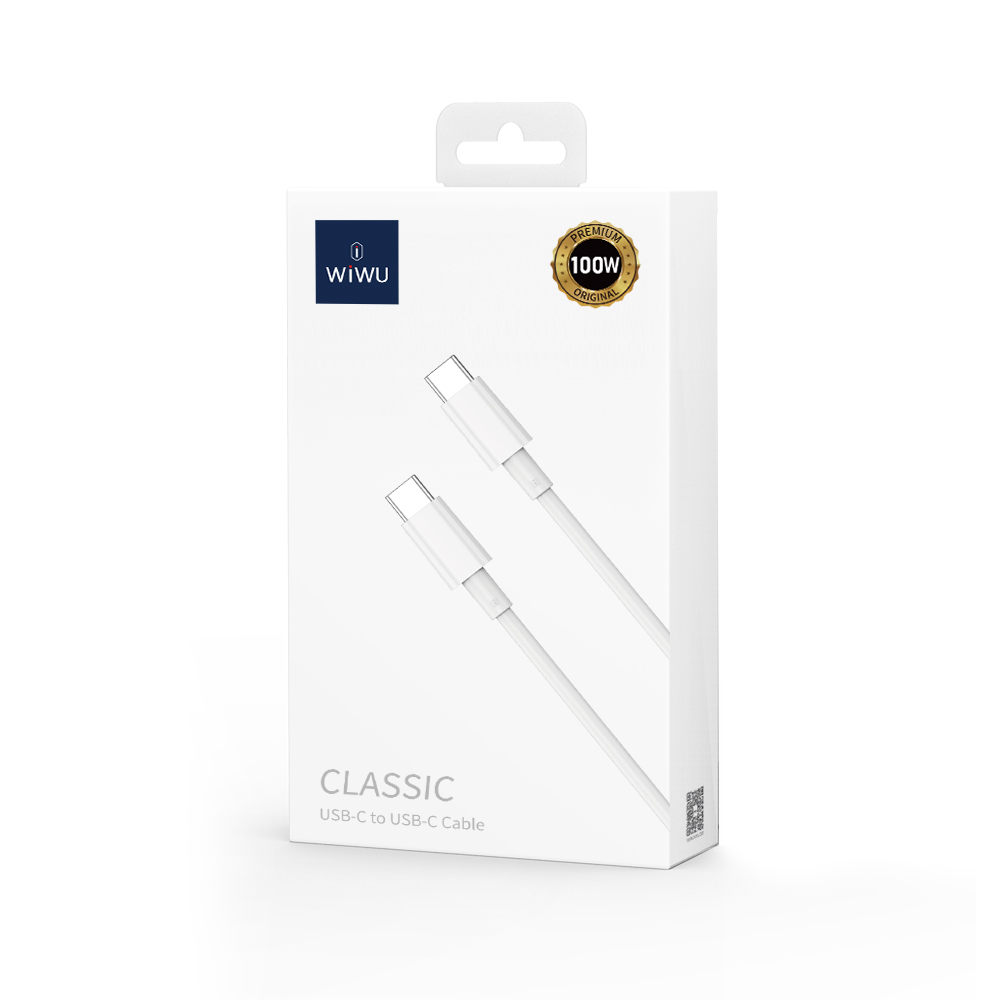 [WI-C008-CC 6976195091359] 100W Usb C-C Fast Charging Cable Classic White
