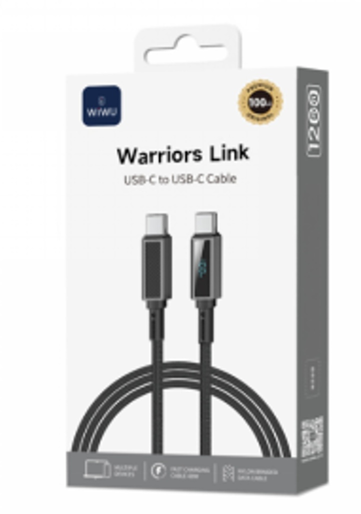27W USB C-L 1 Meter Warriors Link Series Nylon Braided Cable Black
