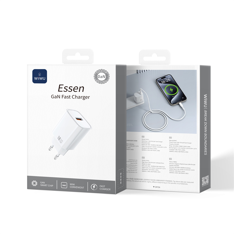 [WI-G006 6977703654790] Essen USB-A 18W GaN Fast Charger – EU Plug