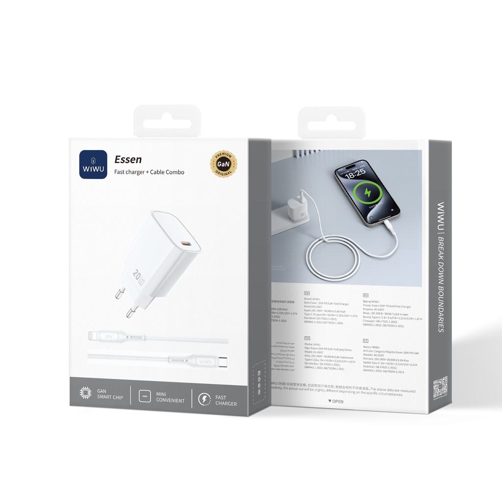 Essen 20W GaN Fast Charger with C-L Cable – EU Plug