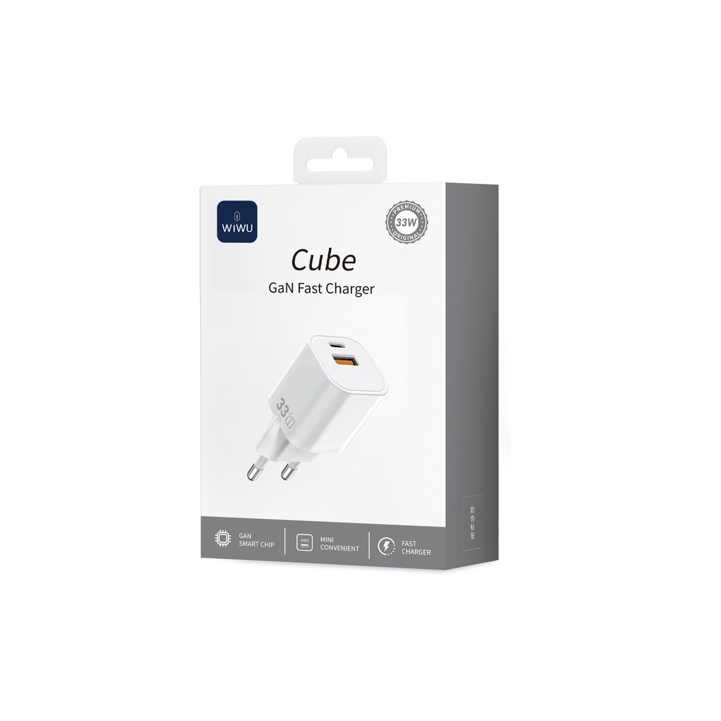 GaN Cube 33W USB C+A Fast Charger – EU Plug