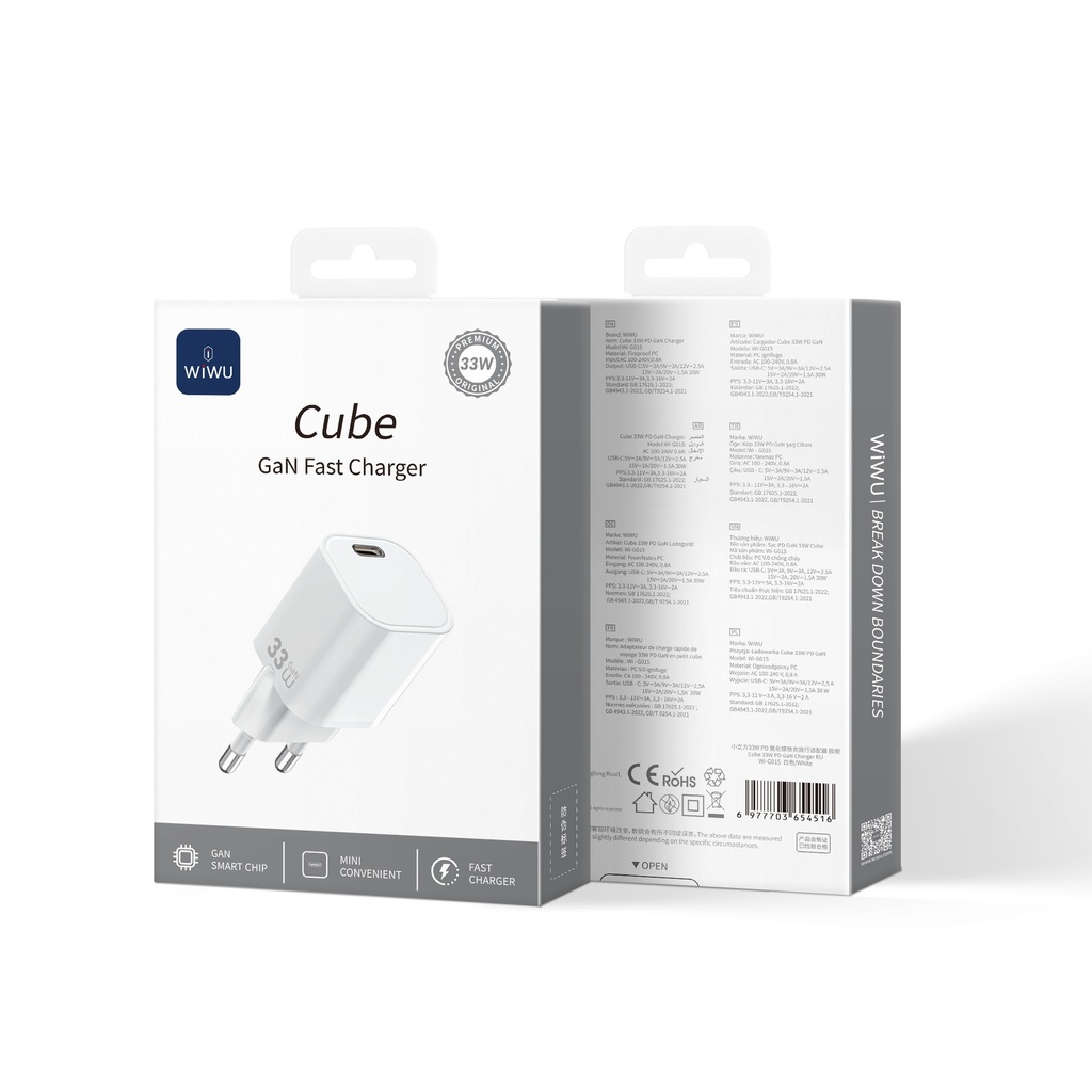 GaN Cube 33W USB-C Fast Charger – EU Plug