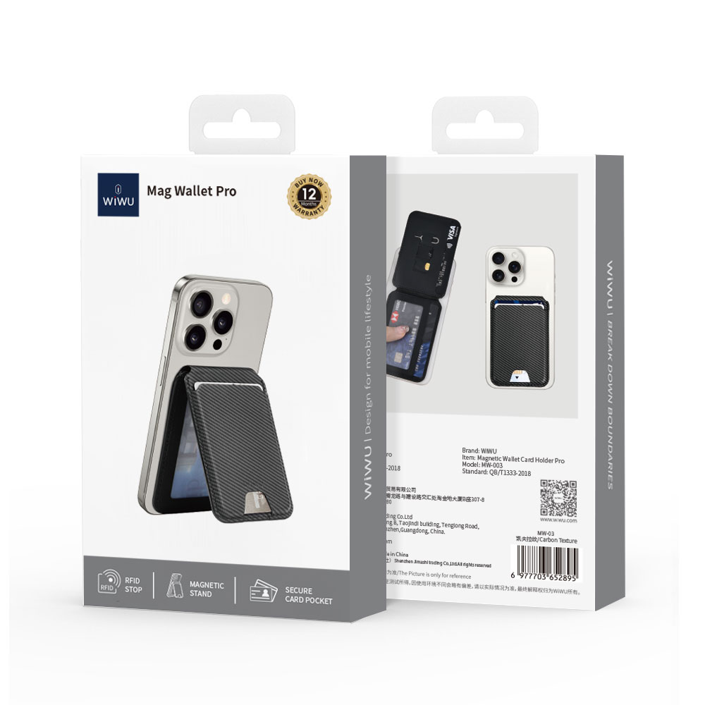 [WI-MW003-2 6977703652895] Pro Kevlar Magnetic Wallet Black