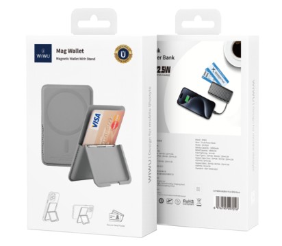 [WI-MW001-2 6976195099836] Gray Magnetic Wallet
