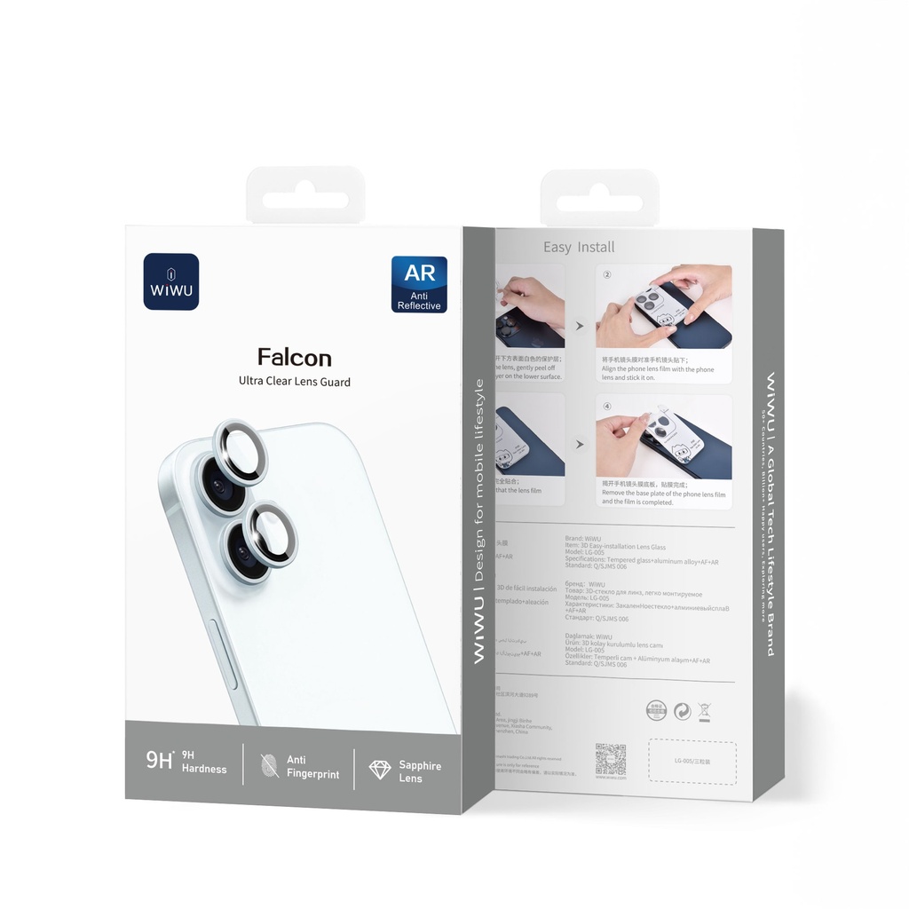 [LG005-IP17-1 6976975619025] Eagle Eye Titan 3D Lens Protector for iPhone 17/ iPhone 16 6.1/ iPhone 16 6.7 Silver (2 Lenses/pack)