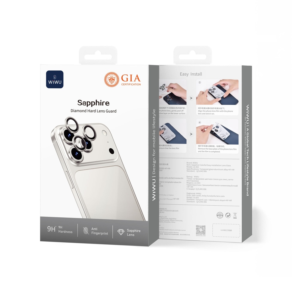 [LG003-IP17PRO-2 6977703650389] Sapphire Bi-Tone Lens Protector for iPhone 17 Pro Max / iPhone Pro Gray (3 Lenses/Pack)