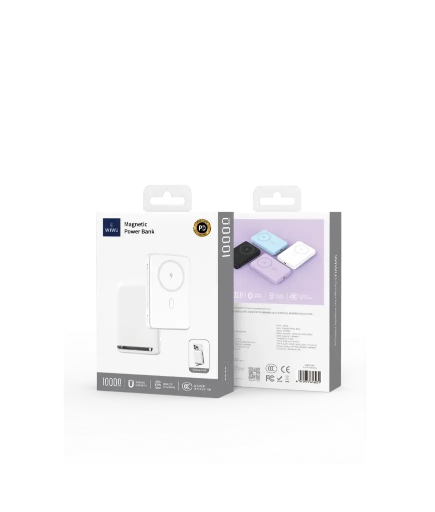 20W 10,000 mAh Magnetic Power Bank with Integrated Stand White