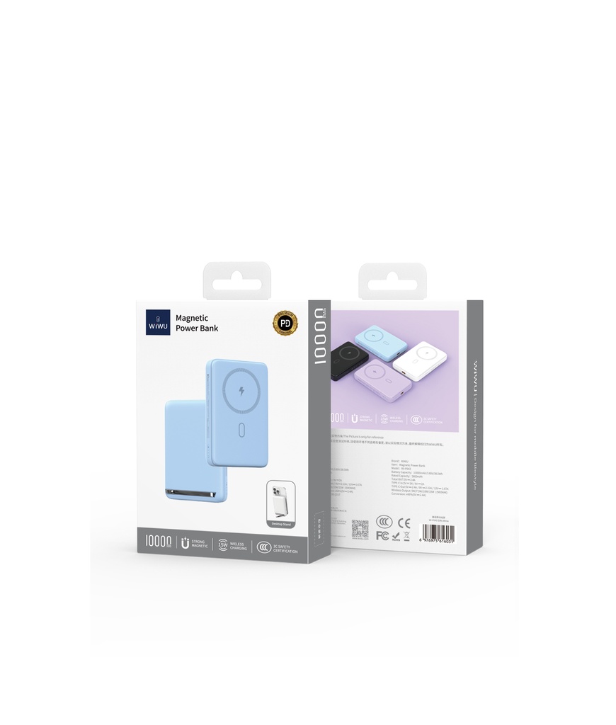 20W 10,000 mAh Magnetic Power Bank with Integrated Stand Blue