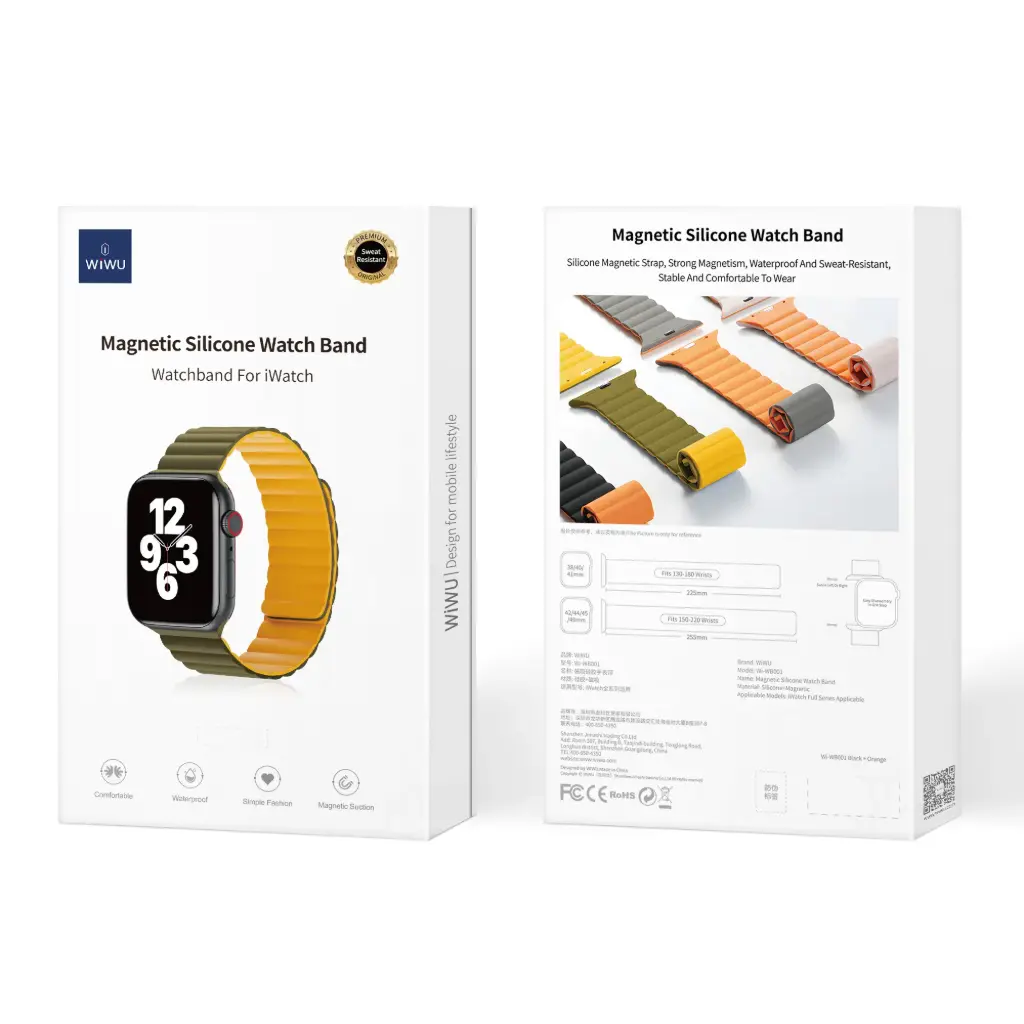 38/40/41mm Verde + Mostaza Correa Magnética Silicona iWatch