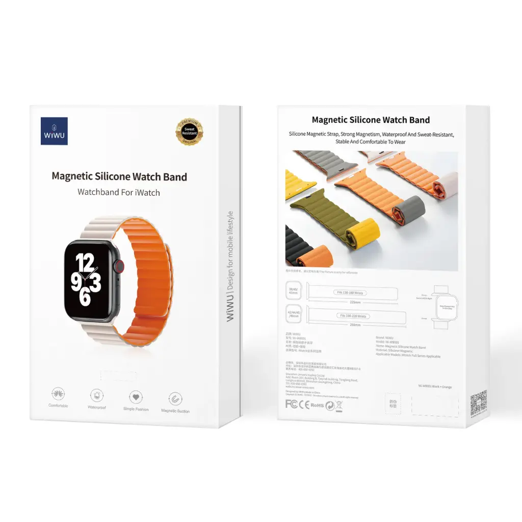 38/40/41mm Blanco + Naranja Correa Magnética Silicona iWatch