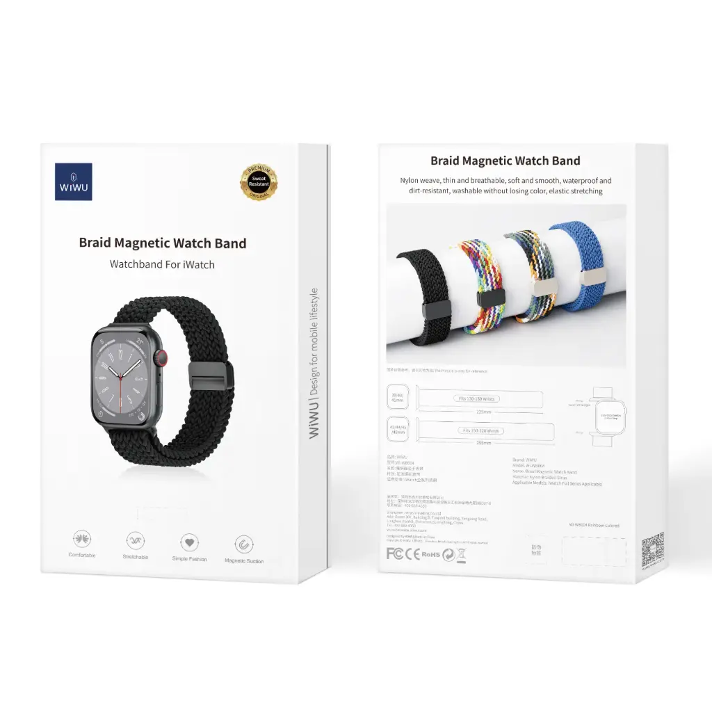 38/40/41mm Correa Negra Trenzada iWatch Negra