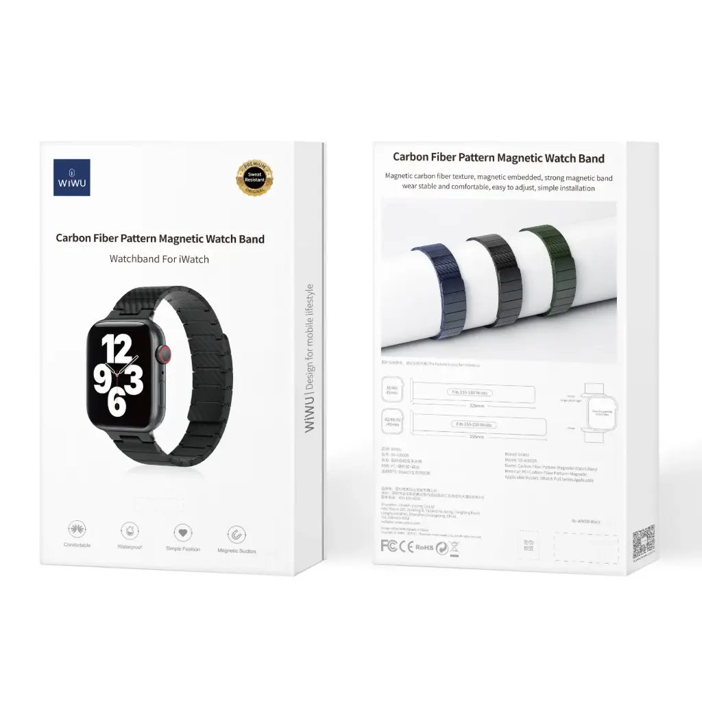 38/40/41mm Correa Negro Carbono iWatch