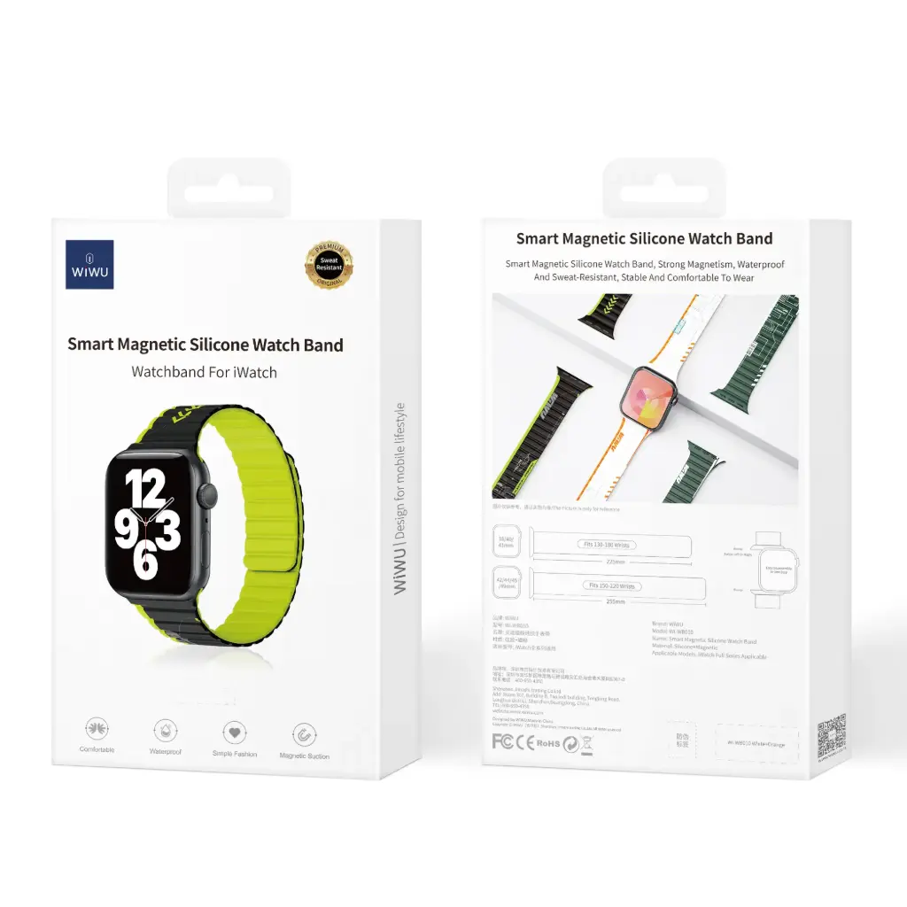 38/40/41mm Correa Negro+Verde Silicona iWatch