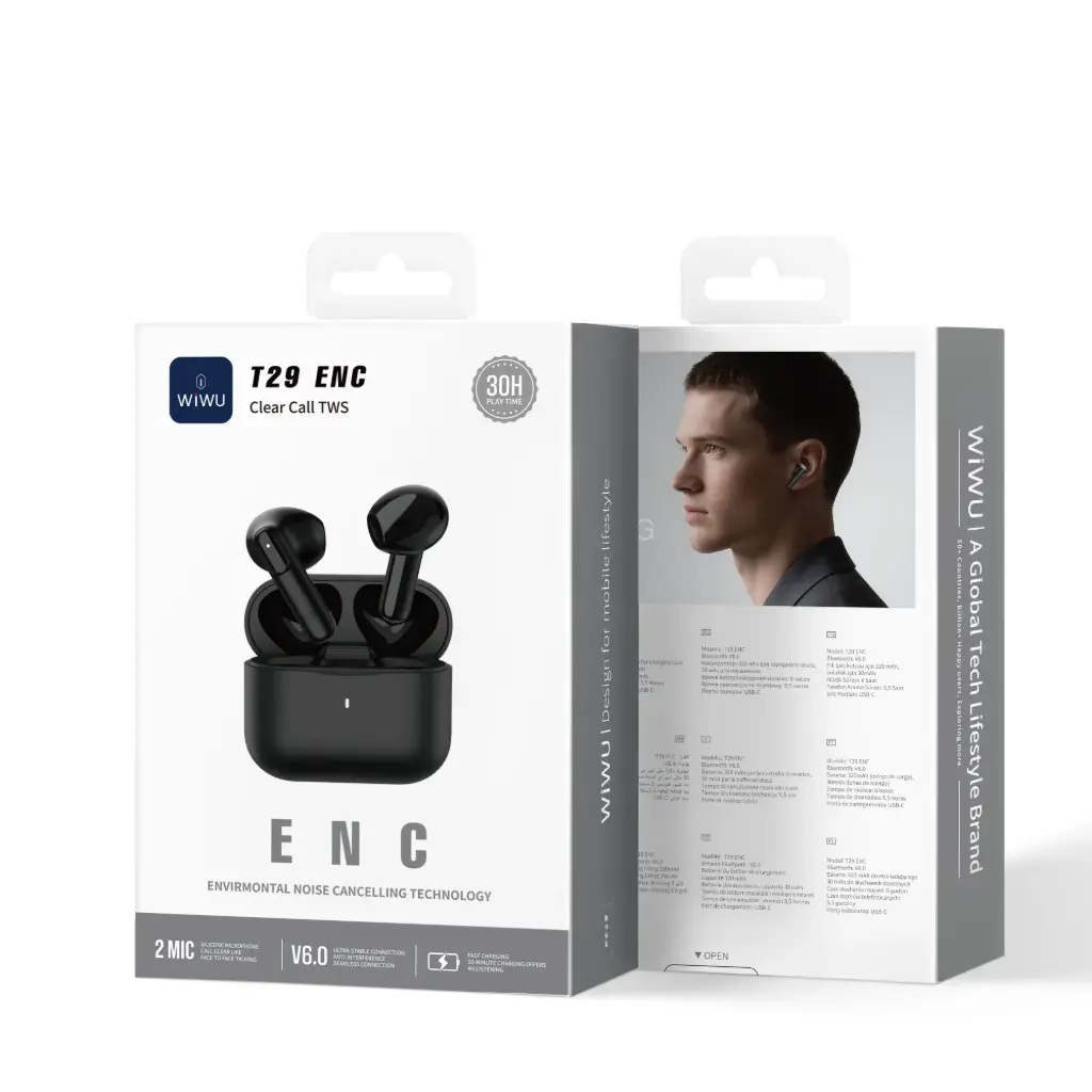 Auriculares TWS T29 ENC Negro